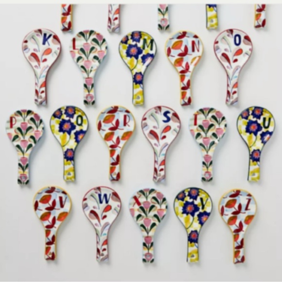 Anthropologie Dark Green Floral Spoon Rest - Picture 3 of 4